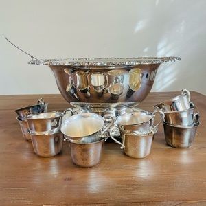 Vintage Silver  Punch Bowl Set